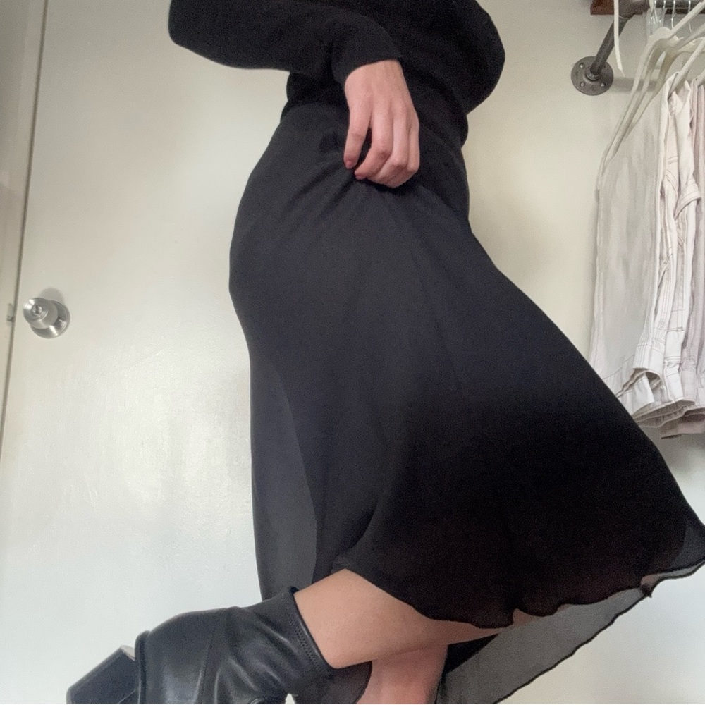 Vintage Black Midi Slip Skirt
